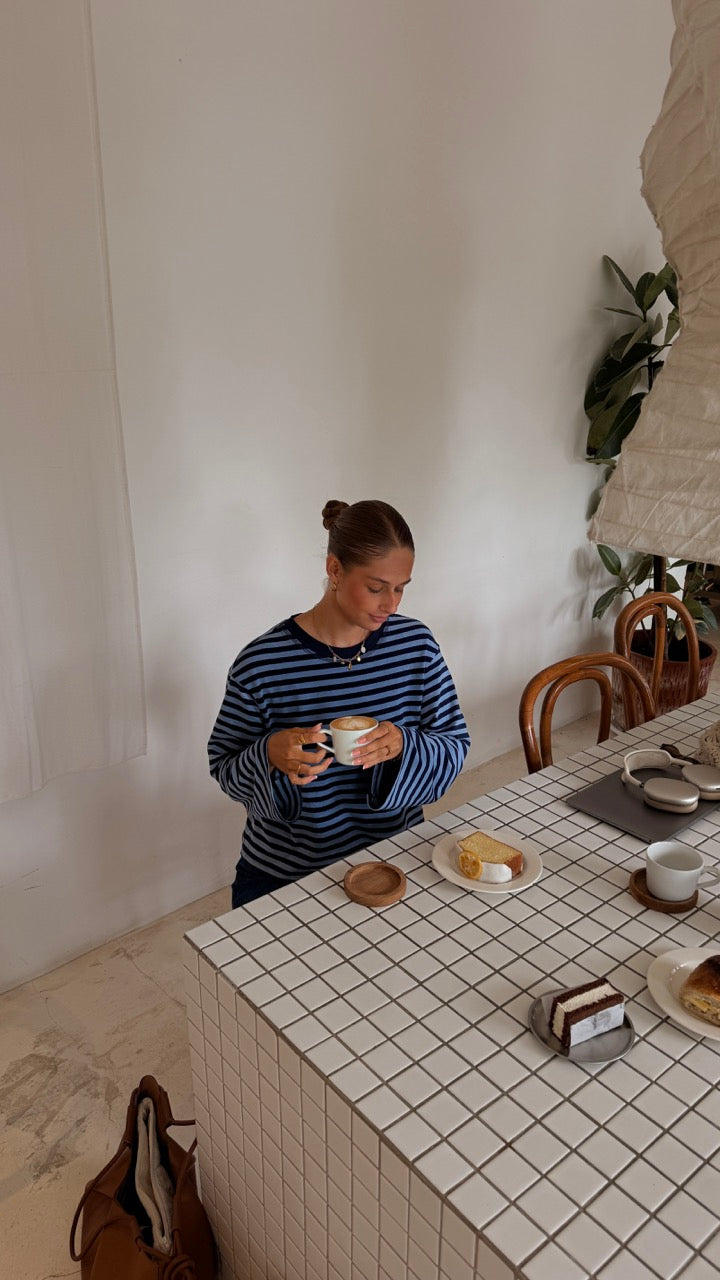 SELMA BLUSE STRIBET - MØRKEBLÅ/LYSEBLÅ