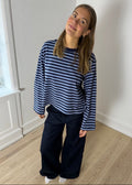 SELMA BLUSE STRIBET - MØRKEBLÅ/LYSEBLÅ