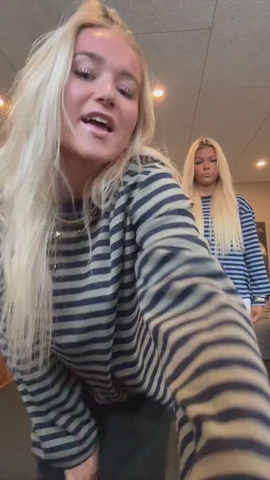 SELMA BLUSE STRIBET - MØRKEBLÅ/LYSEBLÅ